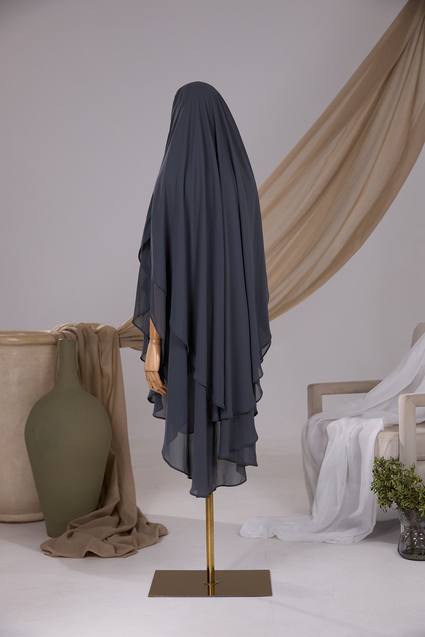 Khimar 2 voiles arrondi Mousseline
