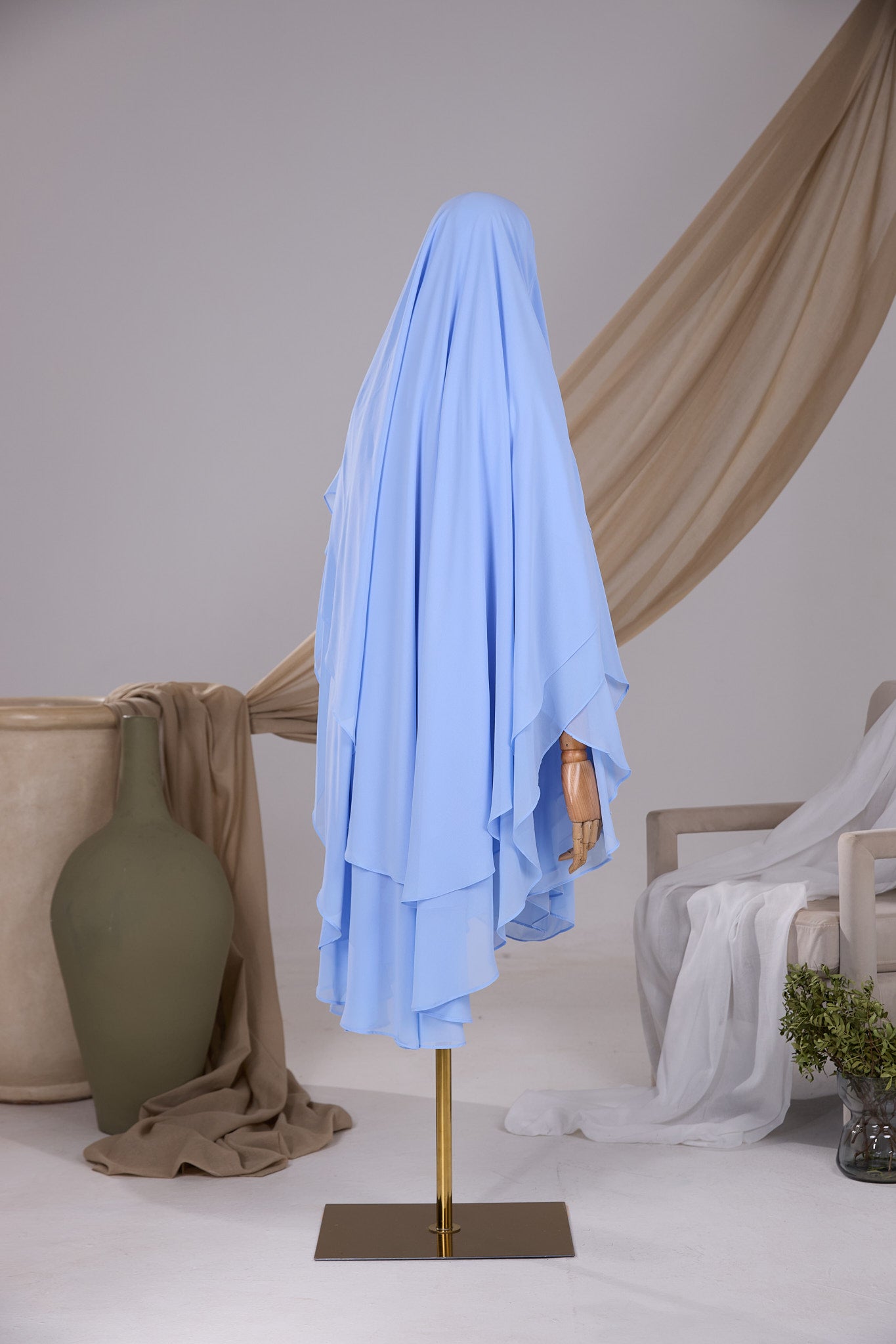Khimar 2 voiles arrondi Mousseline