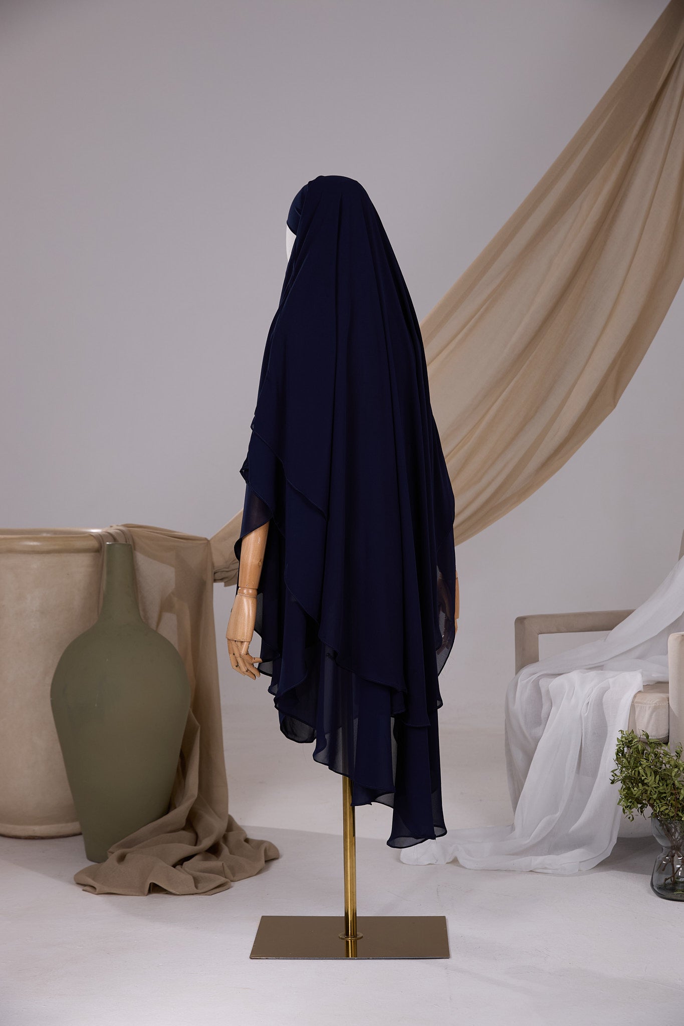 Khimar 2 voiles arrondi Mousseline