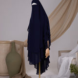 Khimar 2 voiles arrondi Mousseline