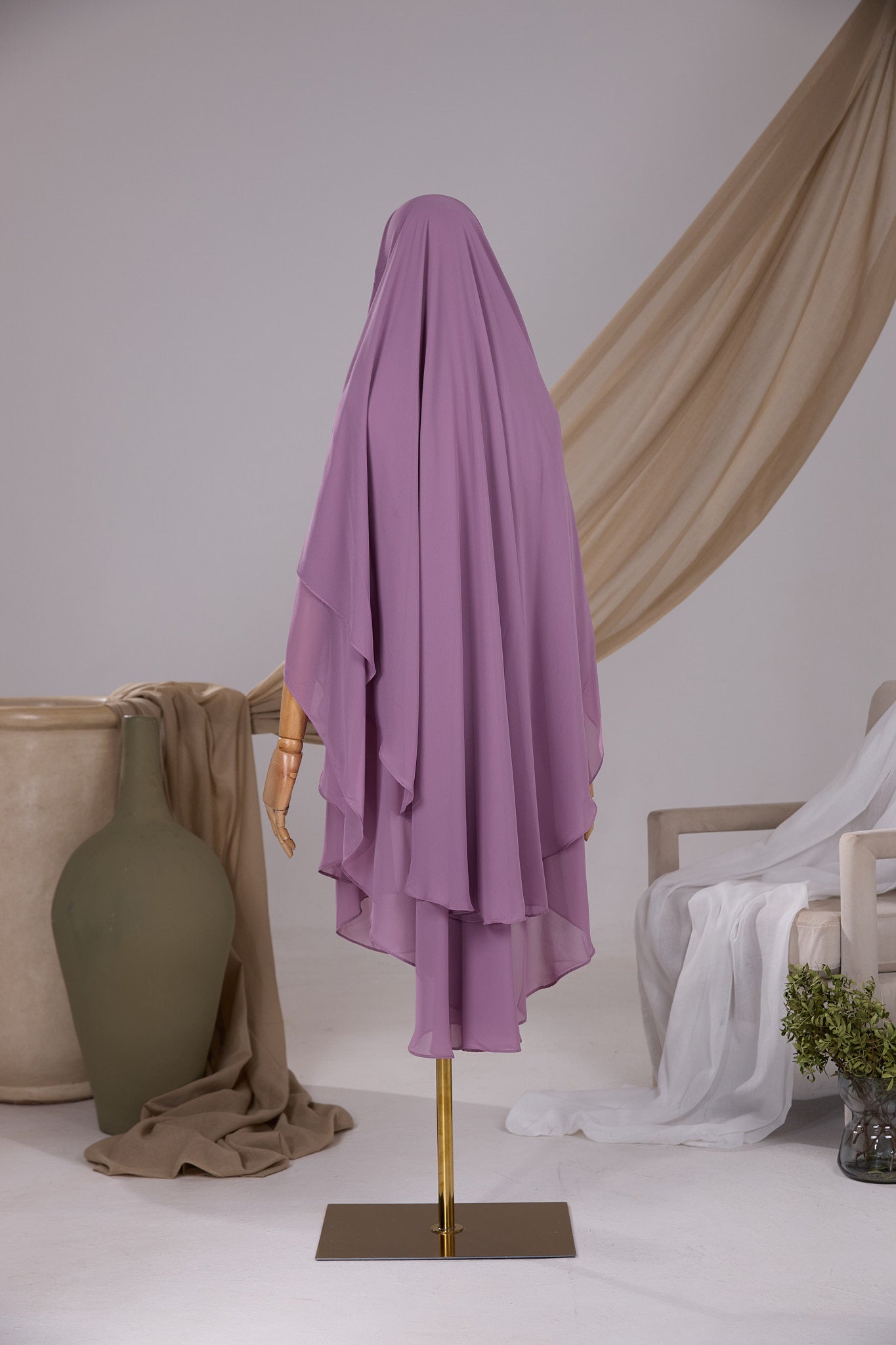 Khimar 2 voiles arrondi Mousseline