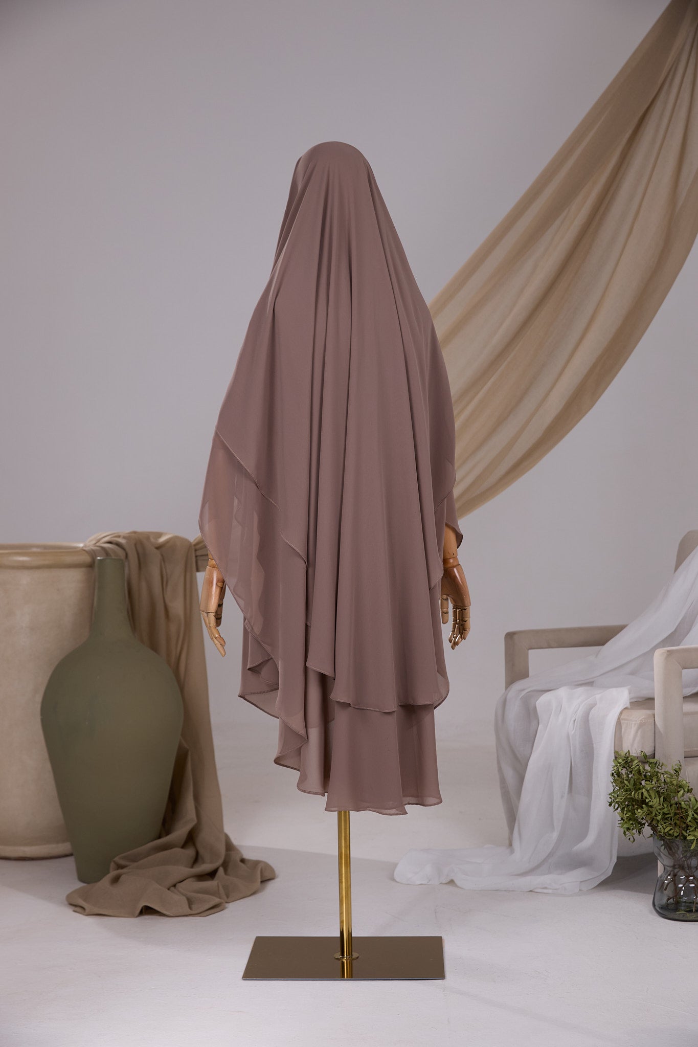 Khimar 2 voiles arrondi Mousseline