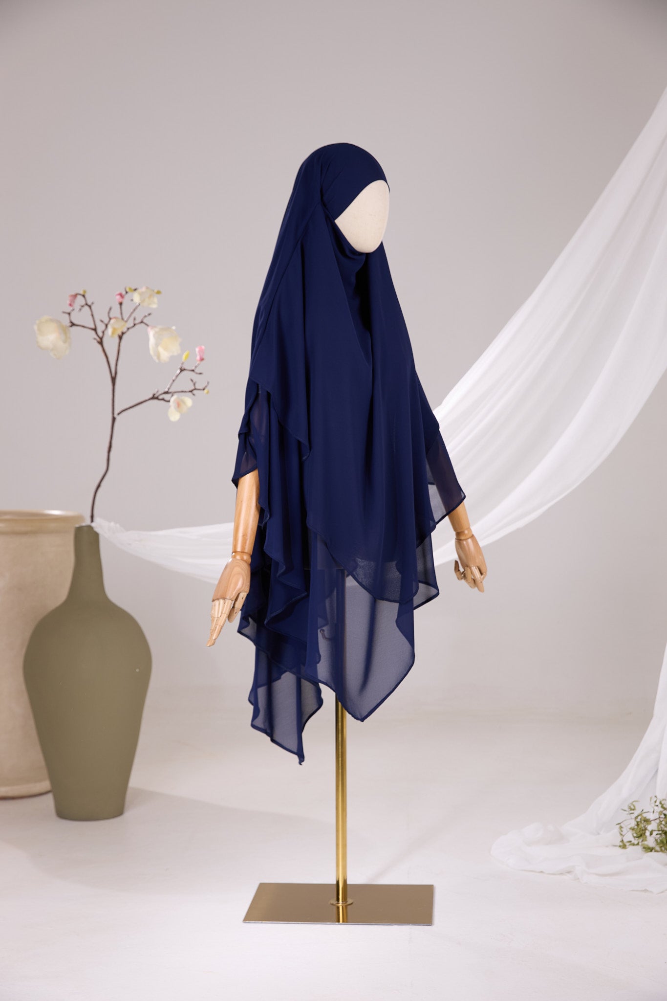 Khimar 2 voiles pointu Mousseline