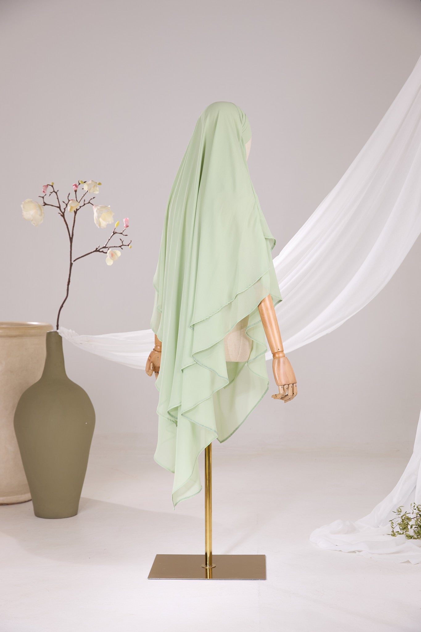 Khimar 2 voiles pointu Mousseline