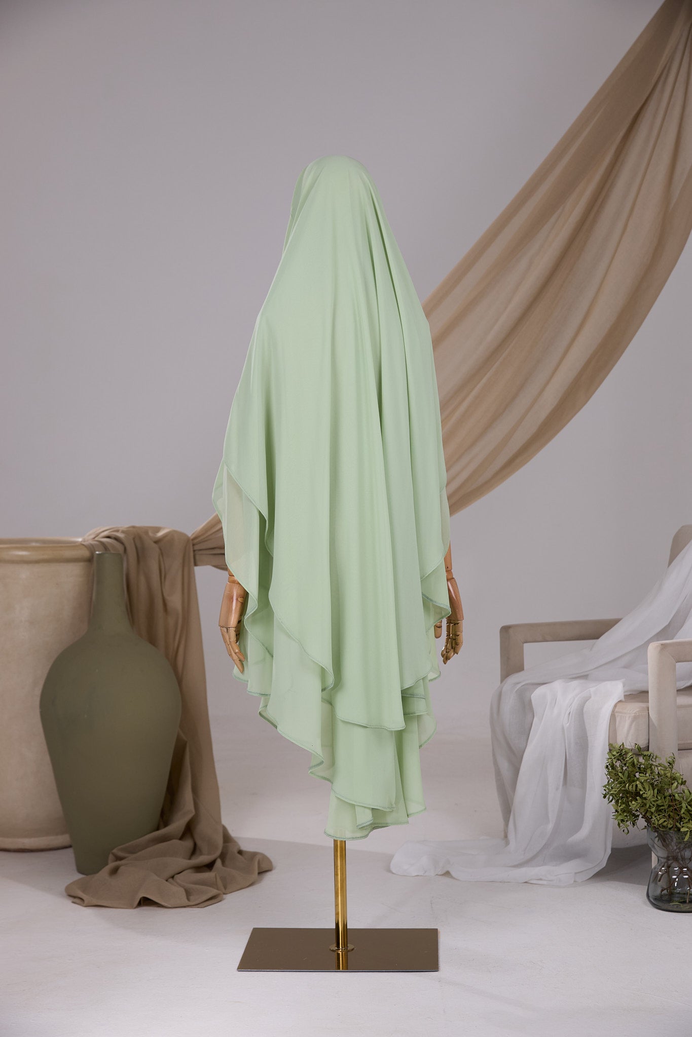 Khimar 2 voiles arrondi Mousseline