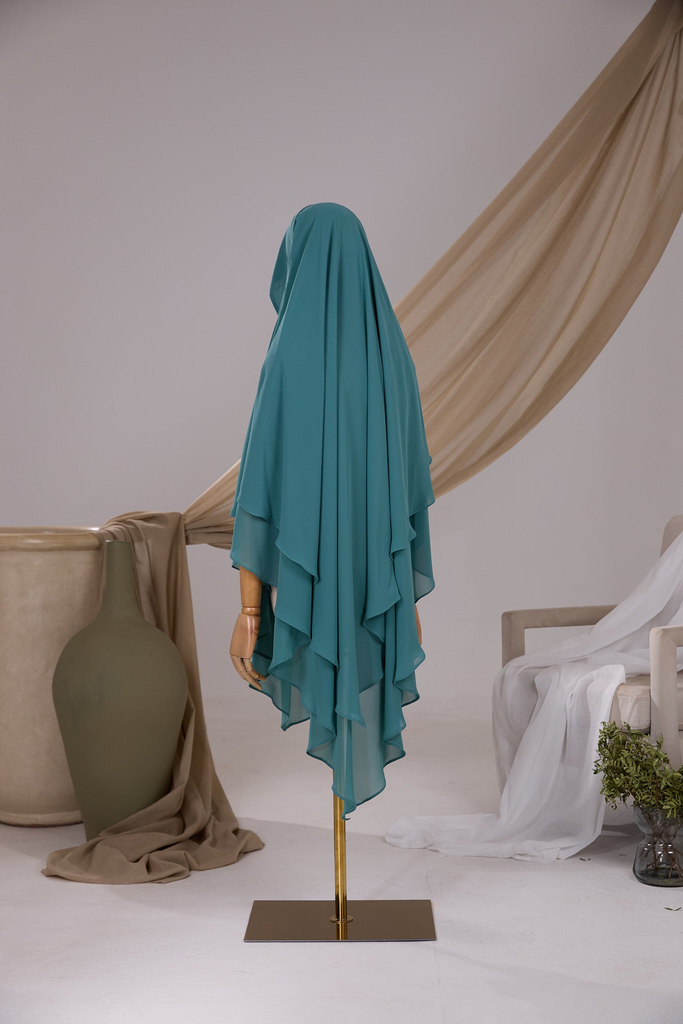 Khimar 2 voiles pointu Mousseline