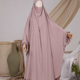 Jilbeb 2 pièces taupe avec haut extra large et jupe, vue entière