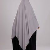 Maxi Hijab XXL à nouer gris perle, vue de dos