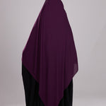 Maxi Hijab XXL à nouer prune, vue de dos